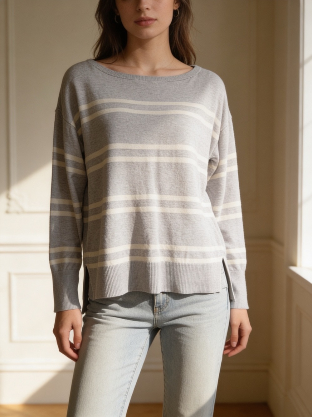 Banana Republic Striped Boat Neck Lightweight Sweater Size S